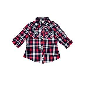 Love Culture Womens Plaid Blouse Red Size M